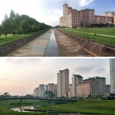 Kallang River before and after naturalisation