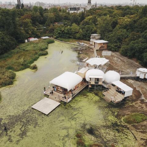 Aerial view on the Floating university site in Berlin