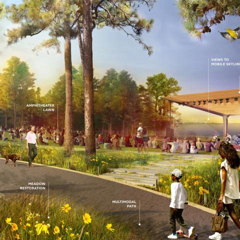 Image showing the social gathering facilities and nature restoration in the Brookley by the Bay project