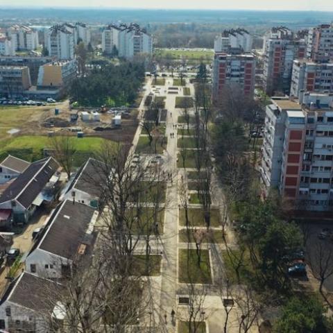 Aerial view of the promenade