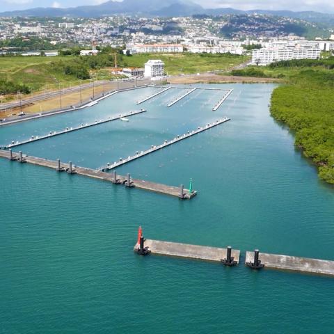 Marina de l'Etang Z'Abricot with pre-existing mangrove on the right