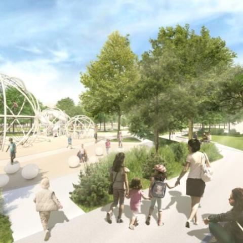 New greenery and playgrounds will characterize the central area