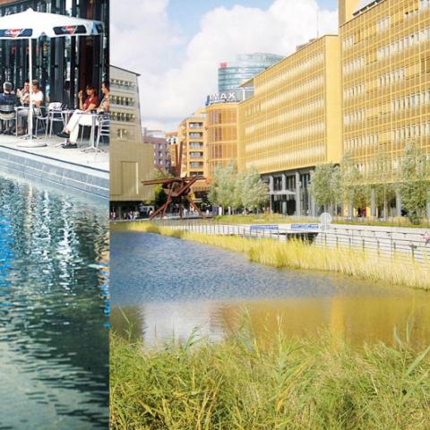 The created ponds at Potsdamer Platz