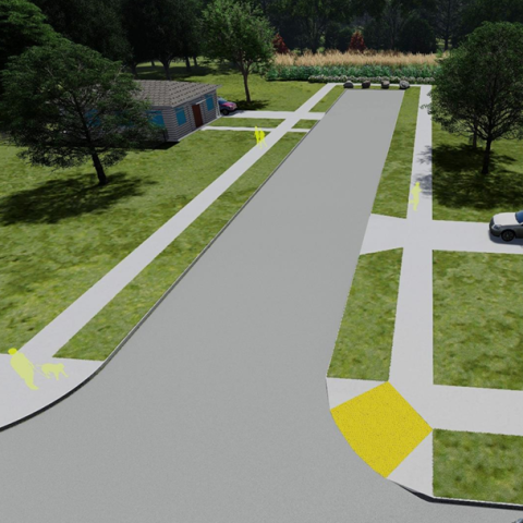 Design of the  decommissioning of a portion of Blackstone Street between Keeler and Midland  Street to turning into a large green area for water retention.