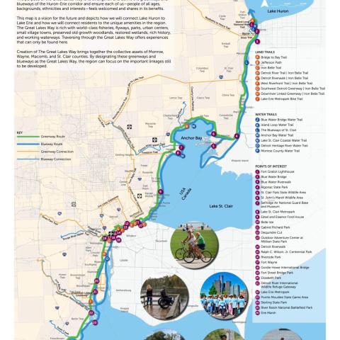 A map image of the Great Lakes Way