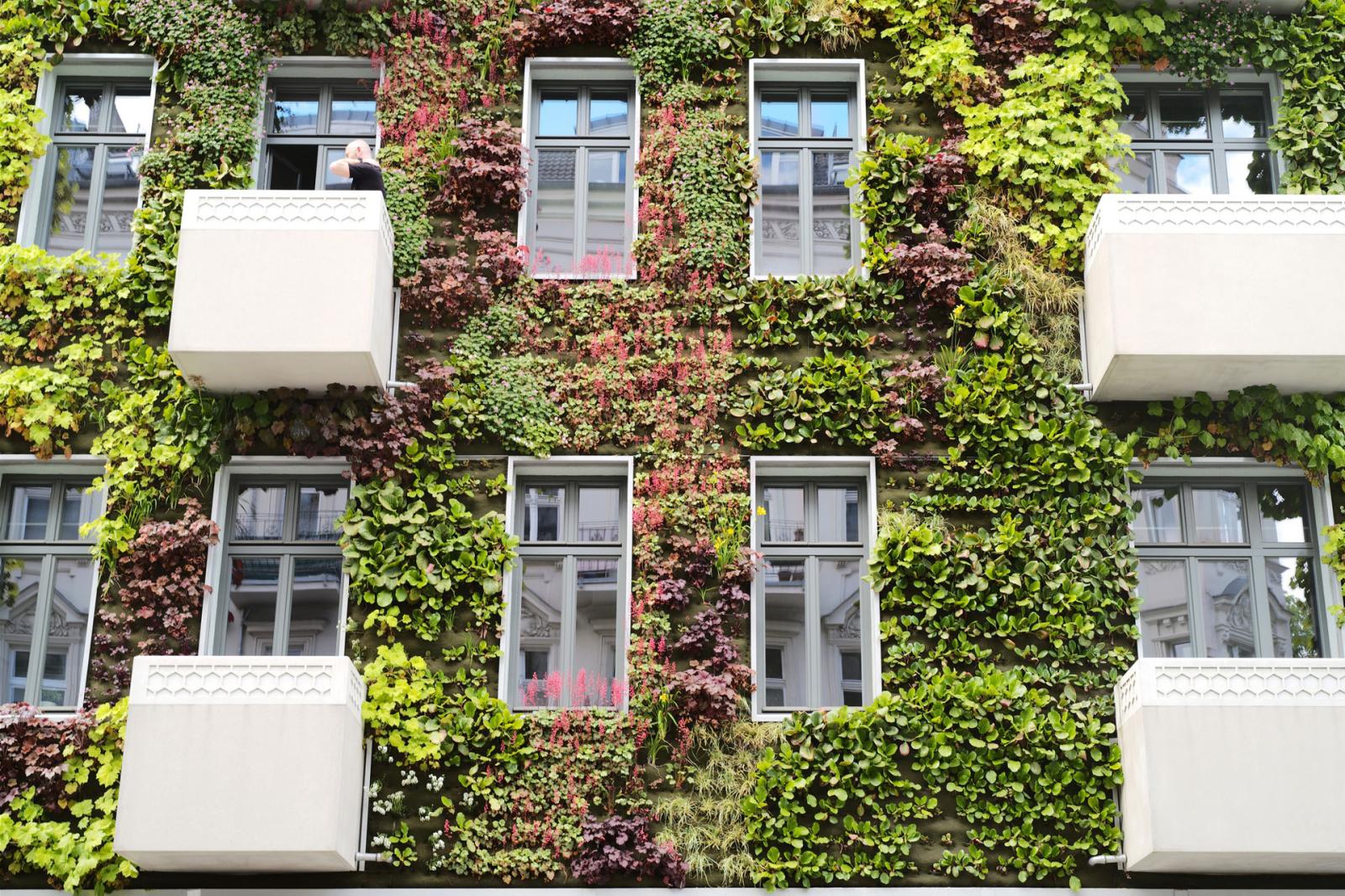 Green facade with balconies