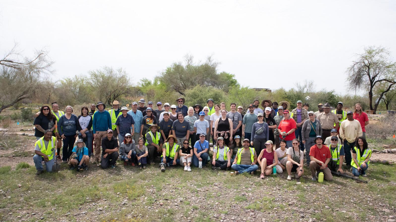 A photo of the volunteers for the planting day. 